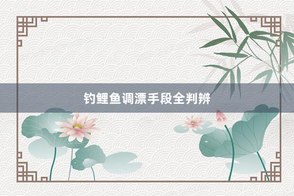 钓鲤鱼调漂手段全判辨